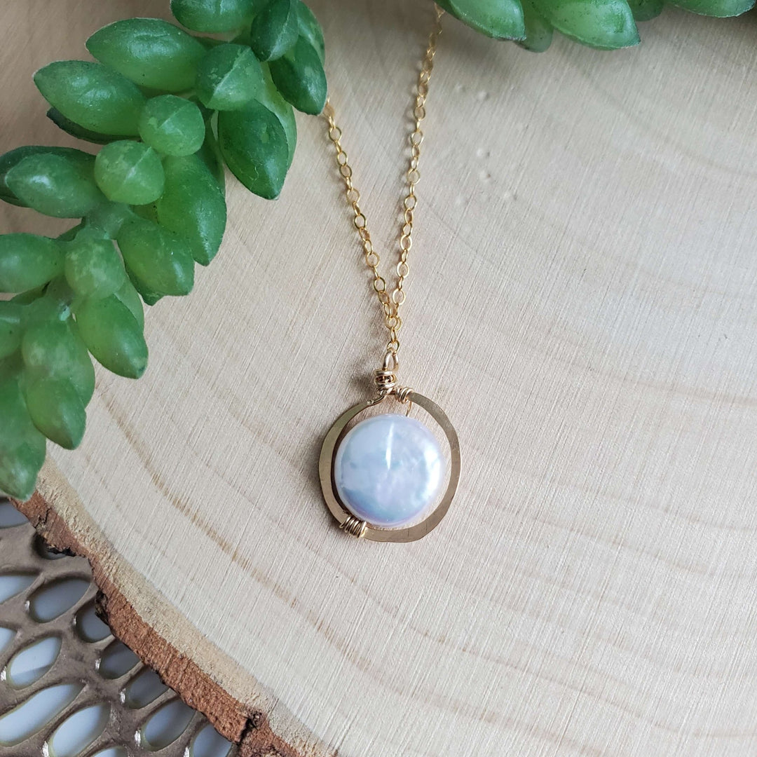 Coin Pearl Frame Pendant Necklace - The Village Retail