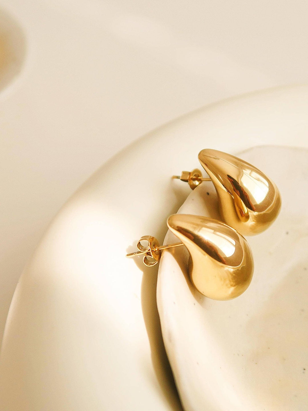 Colette 18K Gold Non - Tarnish Large Huggie Droplet Earring - The Village Retail