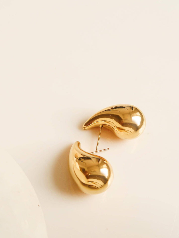 Colette 18K Gold Non - Tarnish Large Huggie Droplet Earring - The Village Retail