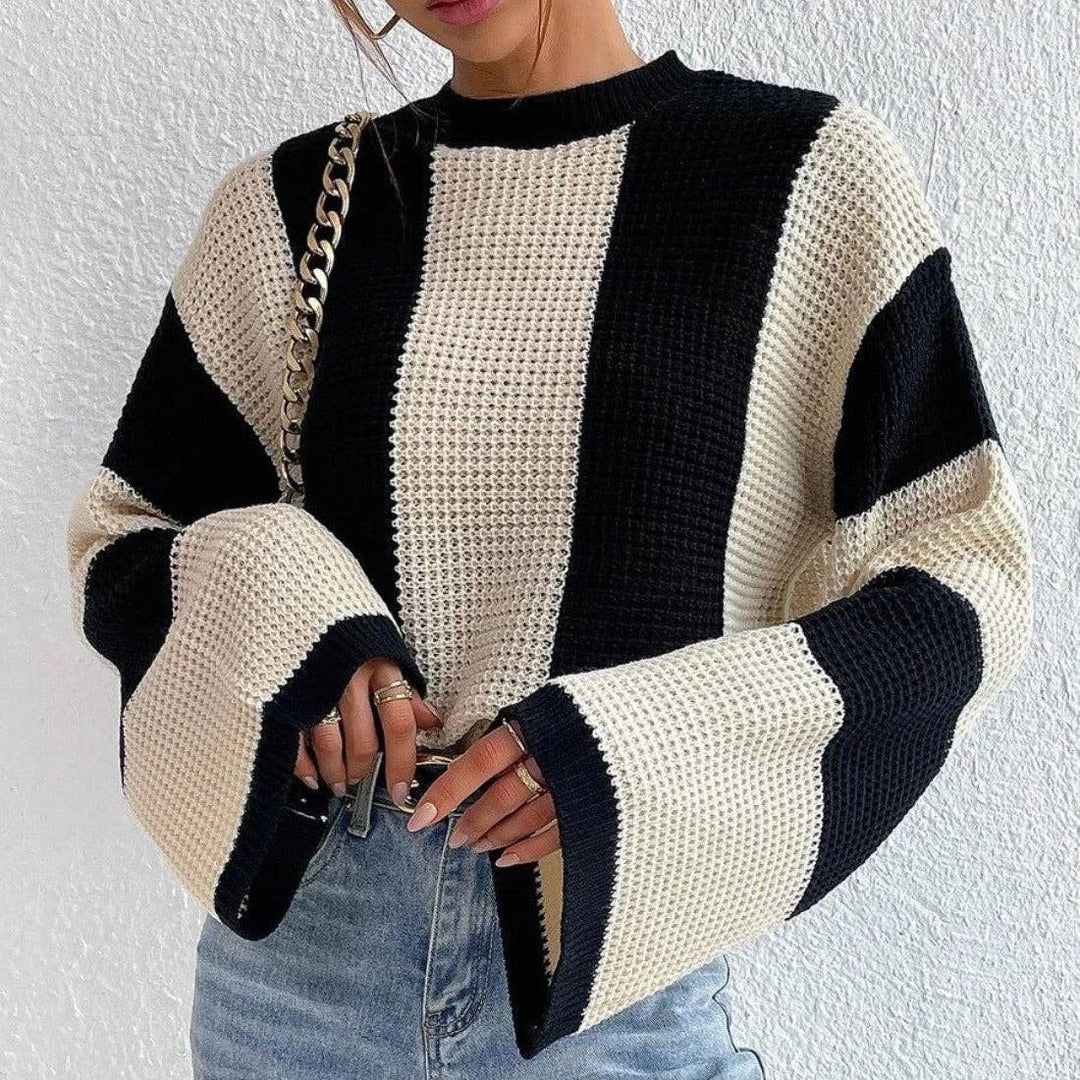 Crosa - Round Neck Color - Block Knit Sweater - The Village Retail