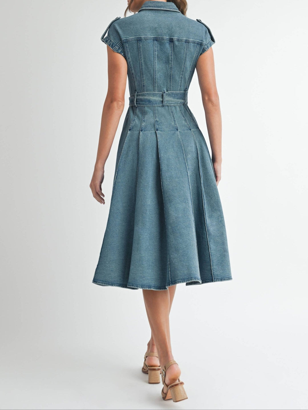Denim Midi Dress: MIDIUM WASH / Contemporary - The Village Retail