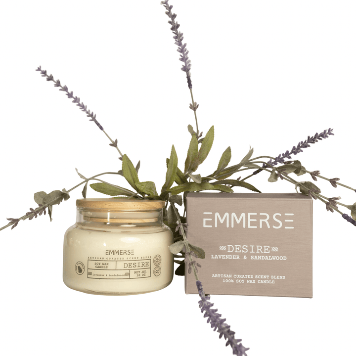 Desire: Lavender and Sandalwood Soy Wax Candle - The Village Retail