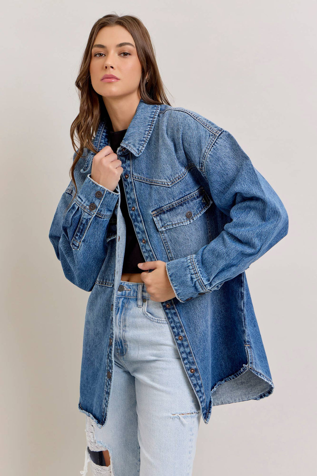 Medium Dark Classic Oversized Western Shirt