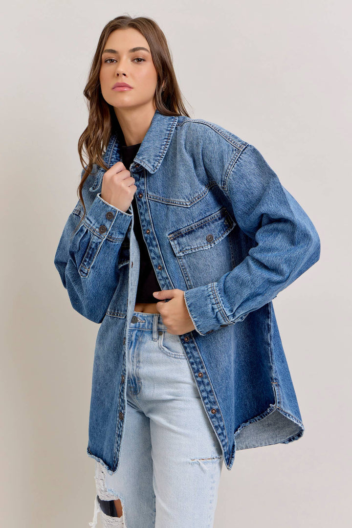Medium Dark Classic Oversized Western Shirt