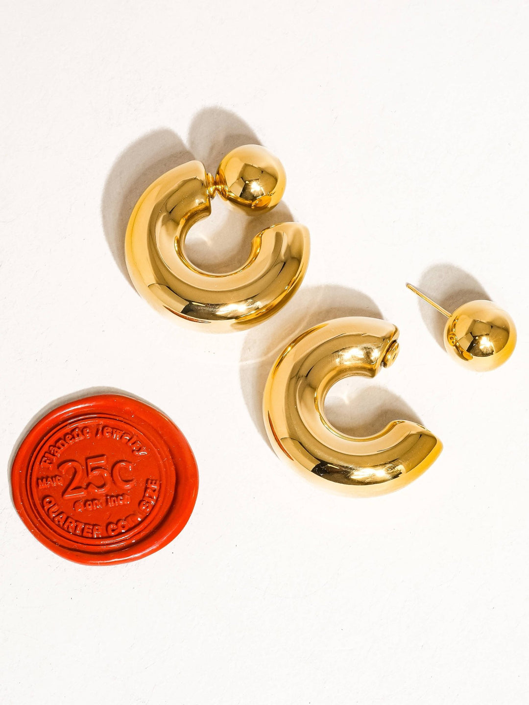 Fernanda 16K Gold Non - Tarnish Ball C Hoop Earring - The Village Retail