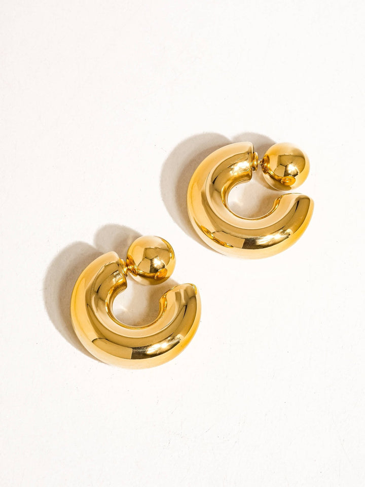 Fernanda 16K Gold Non - Tarnish Ball C Hoop Earring - The Village Retail