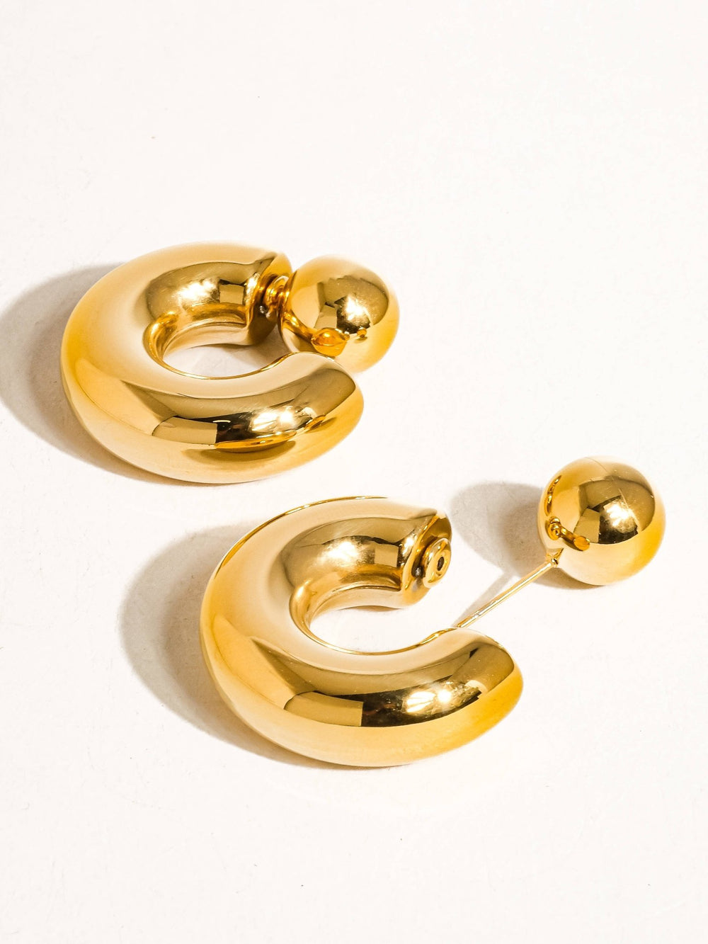 Fernanda 16K Gold Non - Tarnish Ball C Hoop Earring - The Village Retail