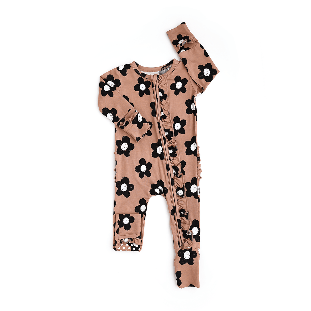 Floral Ruffle Bamboo Zip One - Piece – Baby Pajama - The Village Retail