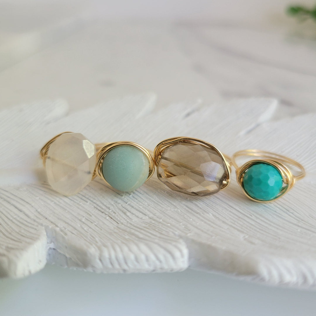 Gemstone Wrapped Rings, 14k Gold - filled - The Village Retail