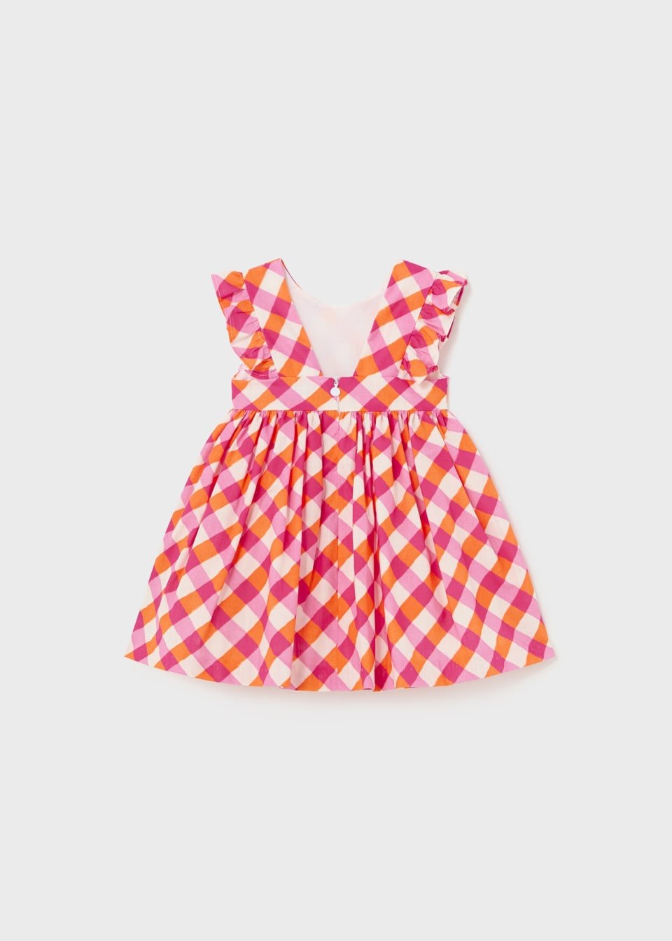 Girls' magenta/white/orange printed dress with delicate bow. - The Village Retail