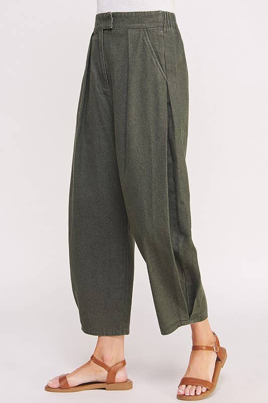HIGH WAIST PLEATED BAGGY ANKLE LENGTH TROUSERS - The Village Retail