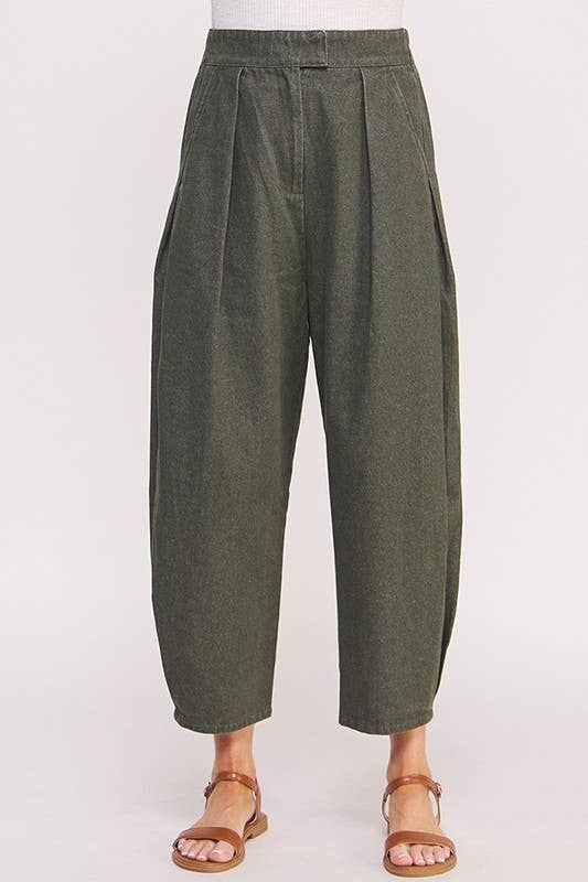 HIGH WAIST PLEATED BAGGY ANKLE LENGTH TROUSERS - The Village Retail
