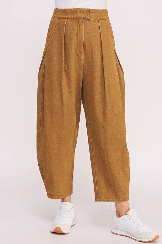 HIGH WAIST PLEATED BAGGY ANKLE LENGTH TROUSERS - The Village Retail