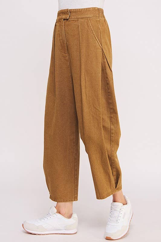 HIGH WAIST PLEATED BAGGY ANKLE LENGTH TROUSERS - The Village Retail