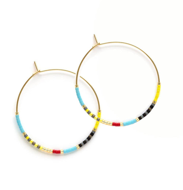Japanese Seed Bead Hoops - multiple colorways: Bone & Black - The Village Retail