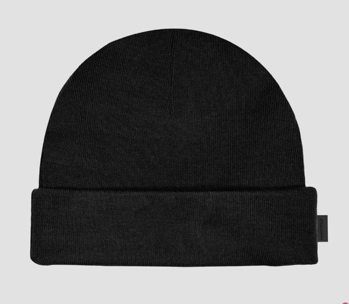 Black Hairbrella kids cuffed beanie with a folded brim and small side label.