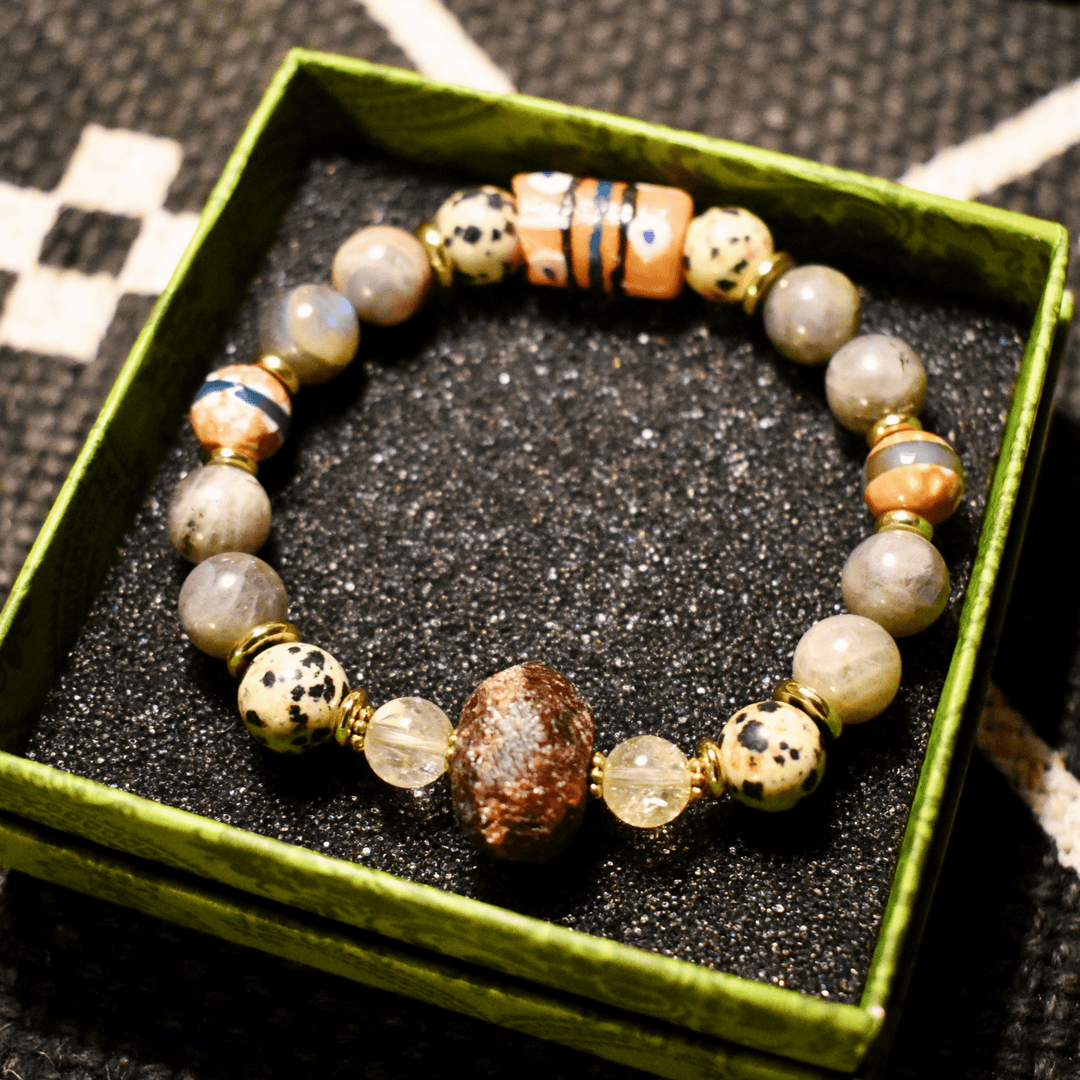 Labradorite &amp; Raw Garnet Bracelet of Passion and Renewal - The Village Retail