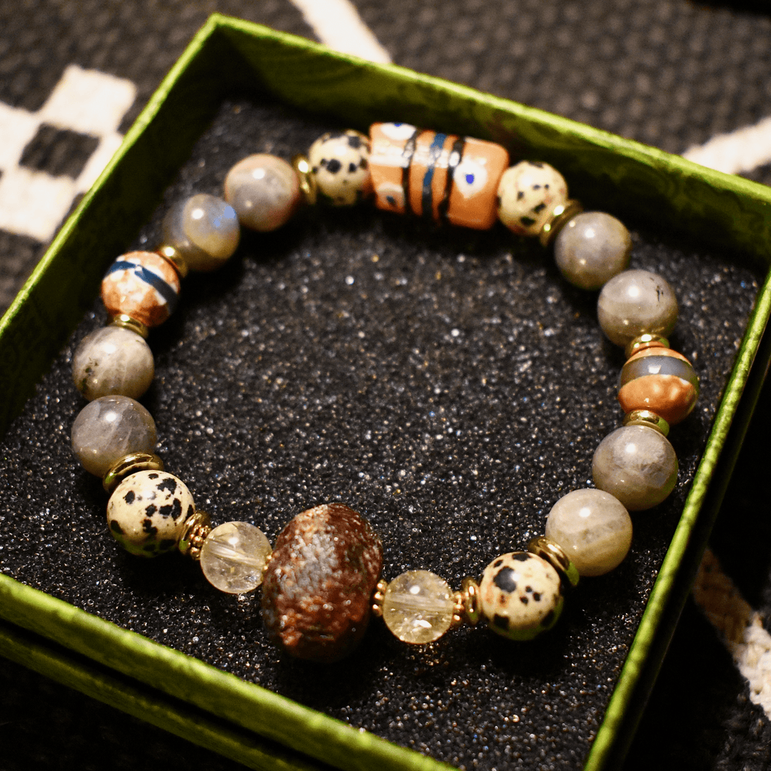Labradorite &amp; Raw Garnet Bracelet of Passion and Renewal - The Village Retail