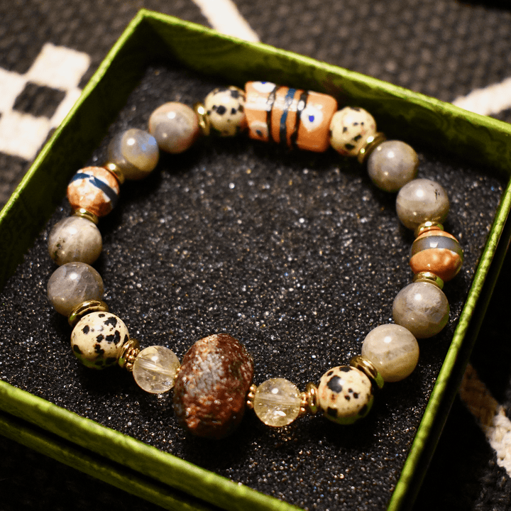 Labradorite &amp; Raw Garnet Bracelet of Passion and Renewal - The Village Retail