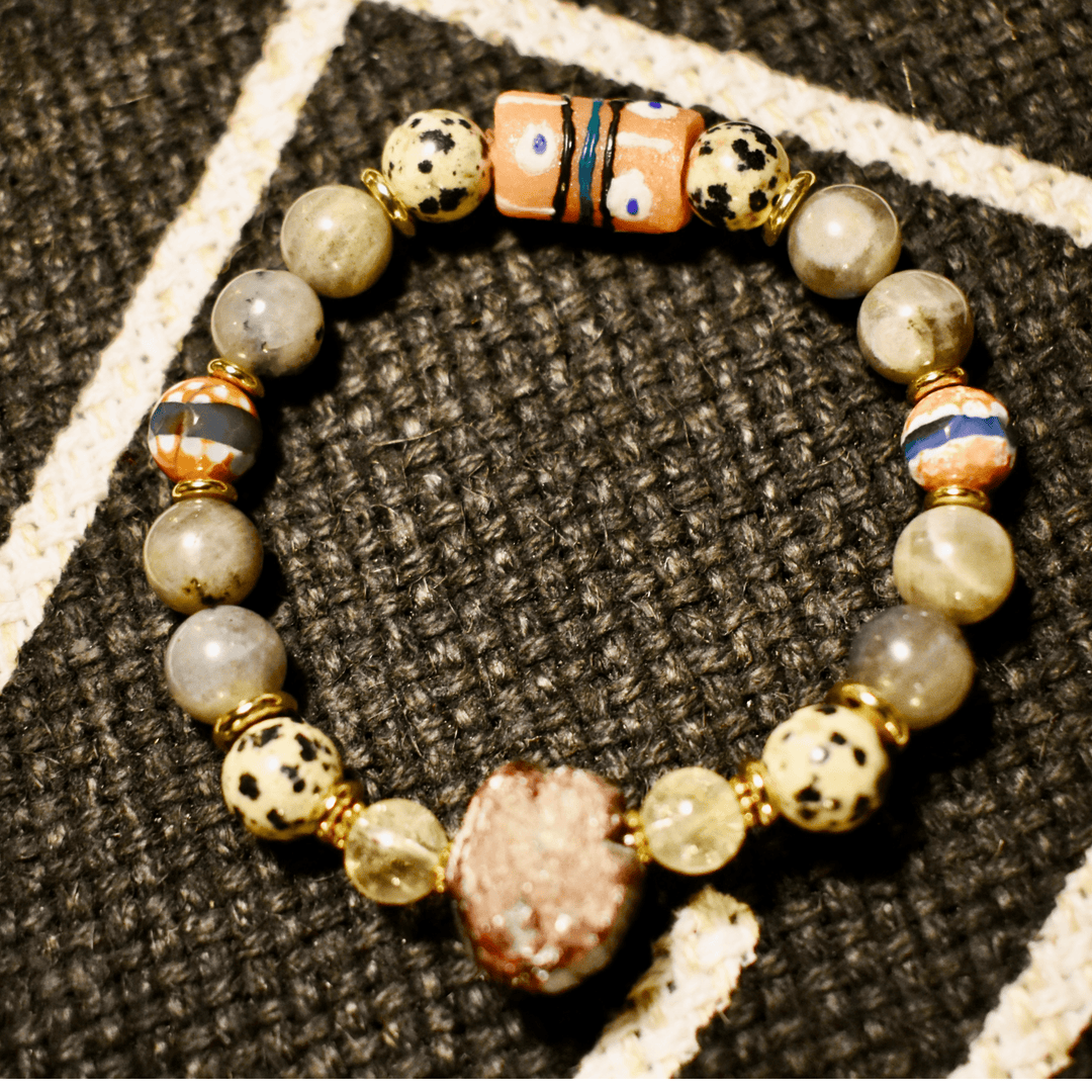 Labradorite &amp; Raw Garnet Bracelet of Passion and Renewal - The Village Retail