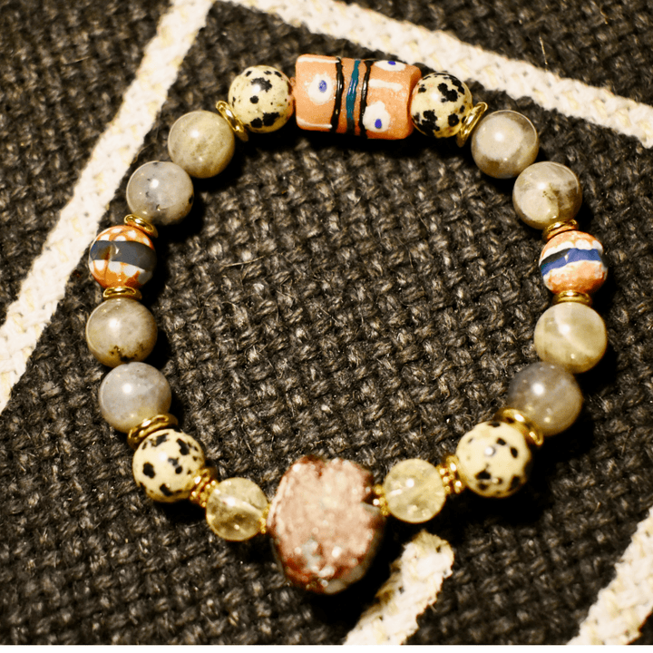 Labradorite &amp; Raw Garnet Bracelet of Passion and Renewal - The Village Retail