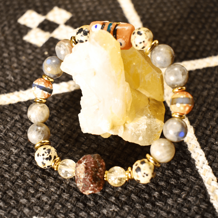 Labradorite &amp; Raw Garnet Bracelet of Passion and Renewal - The Village Retail