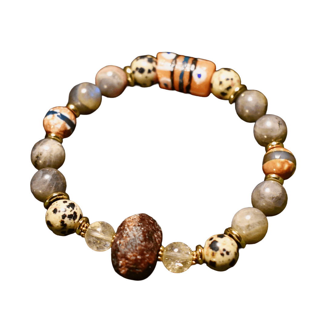 Labradorite &amp; Raw Garnet Bracelet of Passion and Renewal - The Village Retail
