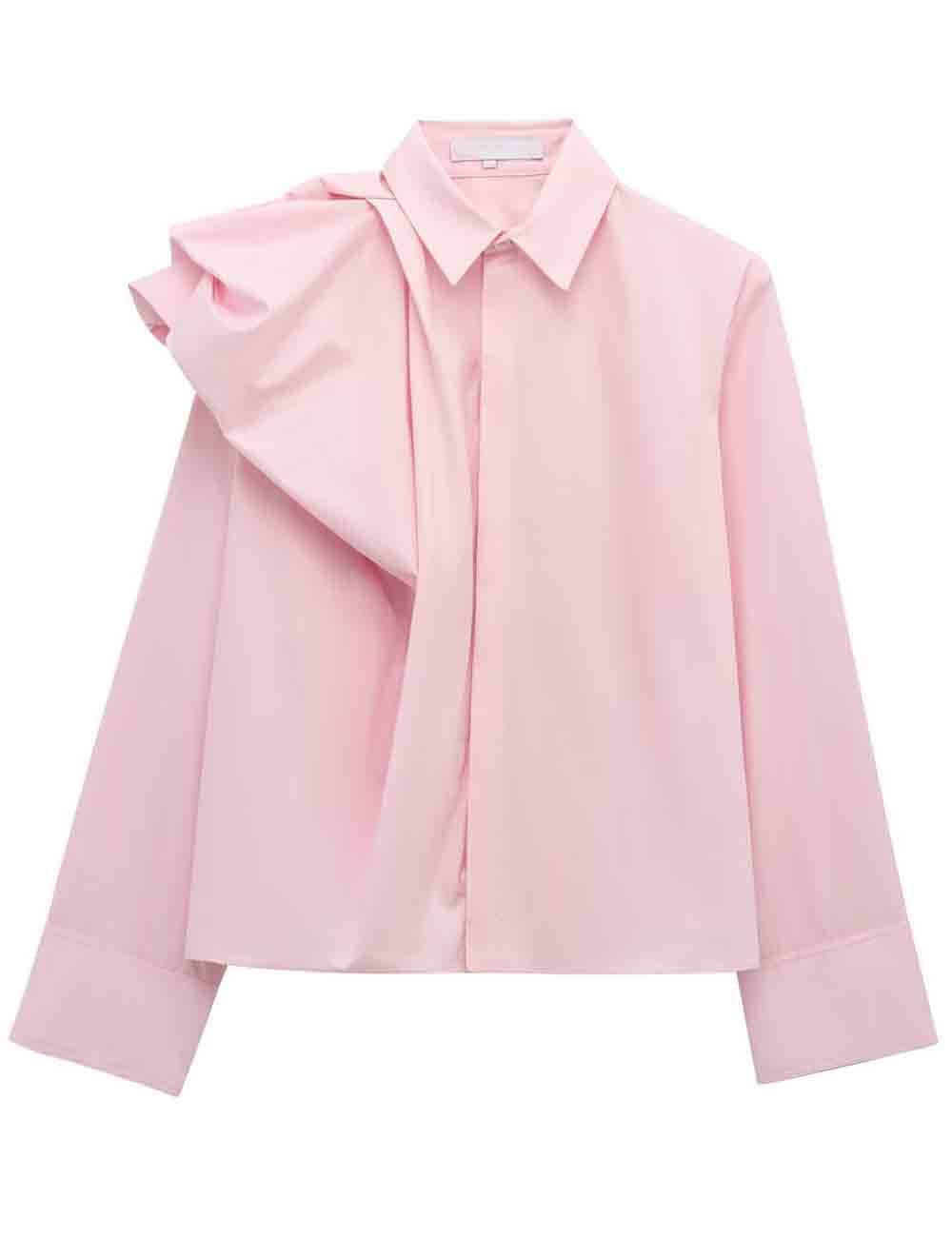 Ladies Solid Color Ruched Long Sleeves Shirt - The Village Retail