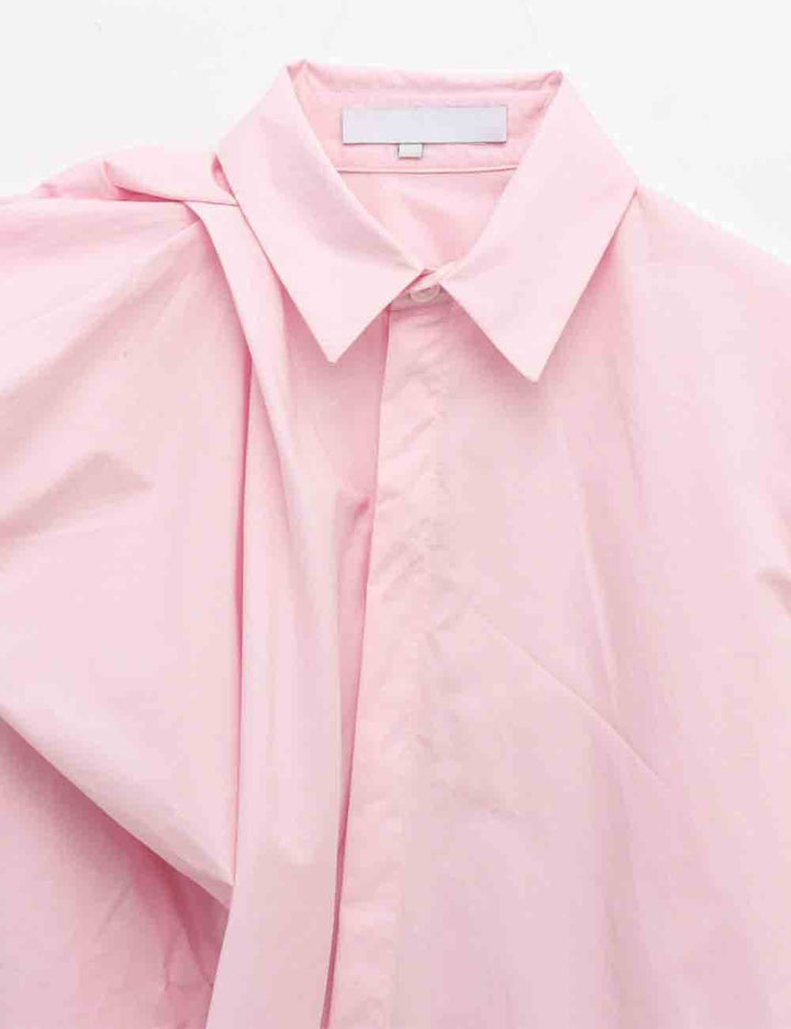 Ladies Solid Color Ruched Long Sleeves Shirt - The Village Retail