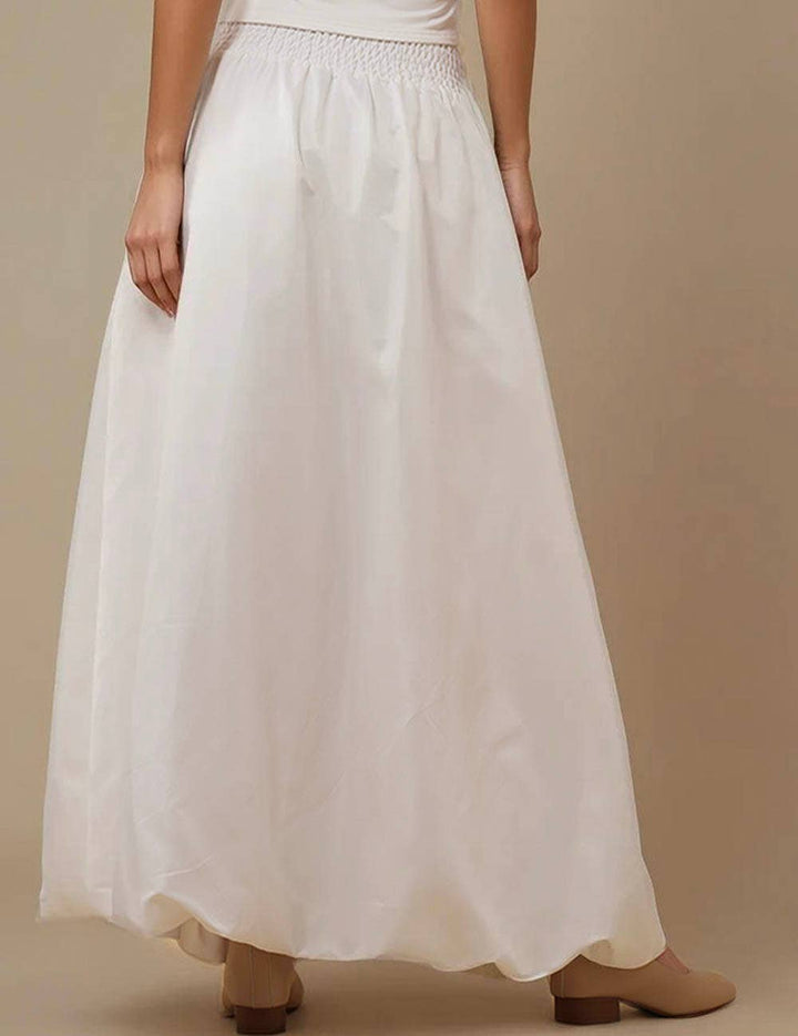 Ladies Solid Color Wide Waistband Skirt White - The Village Retail