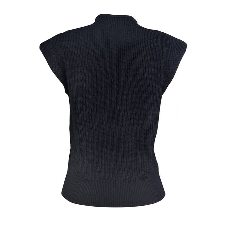 Ladies Solid High Neck Sleeveless Sweater Top - The Village Retail