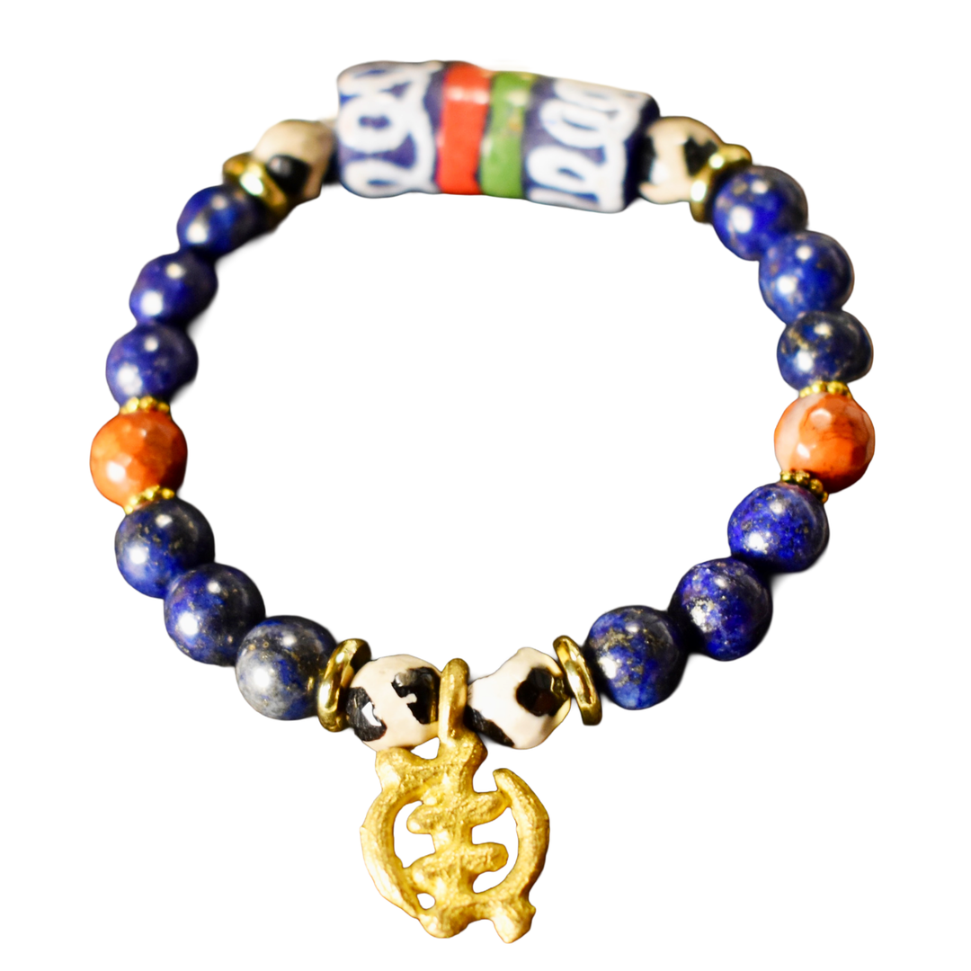 Lapis Lazuli &amp; Gye Nyame Bracelet of Wisdom and Faith - The Village Retail