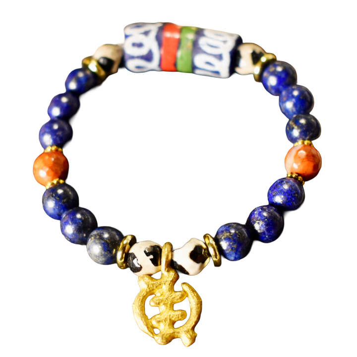 Lapis Lazuli &amp; Gye Nyame Bracelet of Wisdom and Faith - The Village Retail