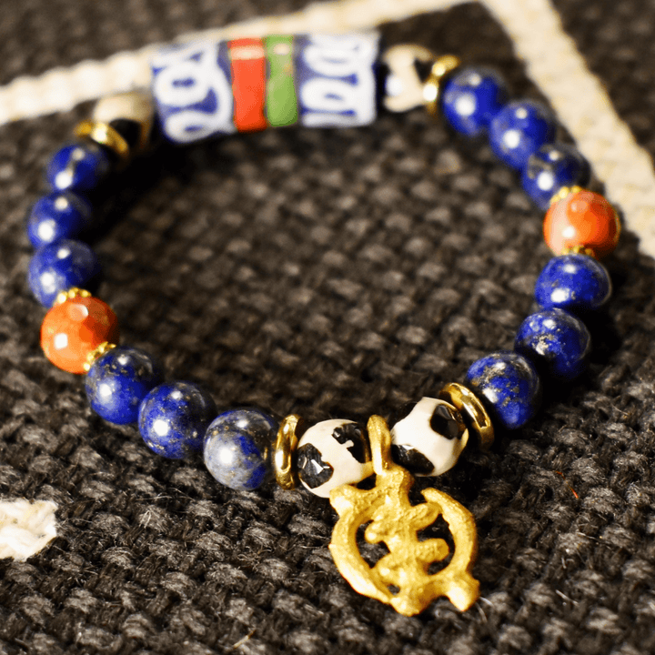 Lapis Lazuli &amp; Gye Nyame Bracelet of Wisdom and Faith - The Village Retail
