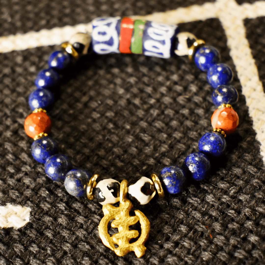 Lapis Lazuli &amp; Gye Nyame Bracelet of Wisdom and Faith - The Village Retail