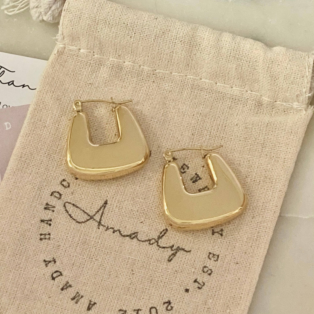 Lightweight gold chunky hoop earring gold plated waterproof - The Village Retail