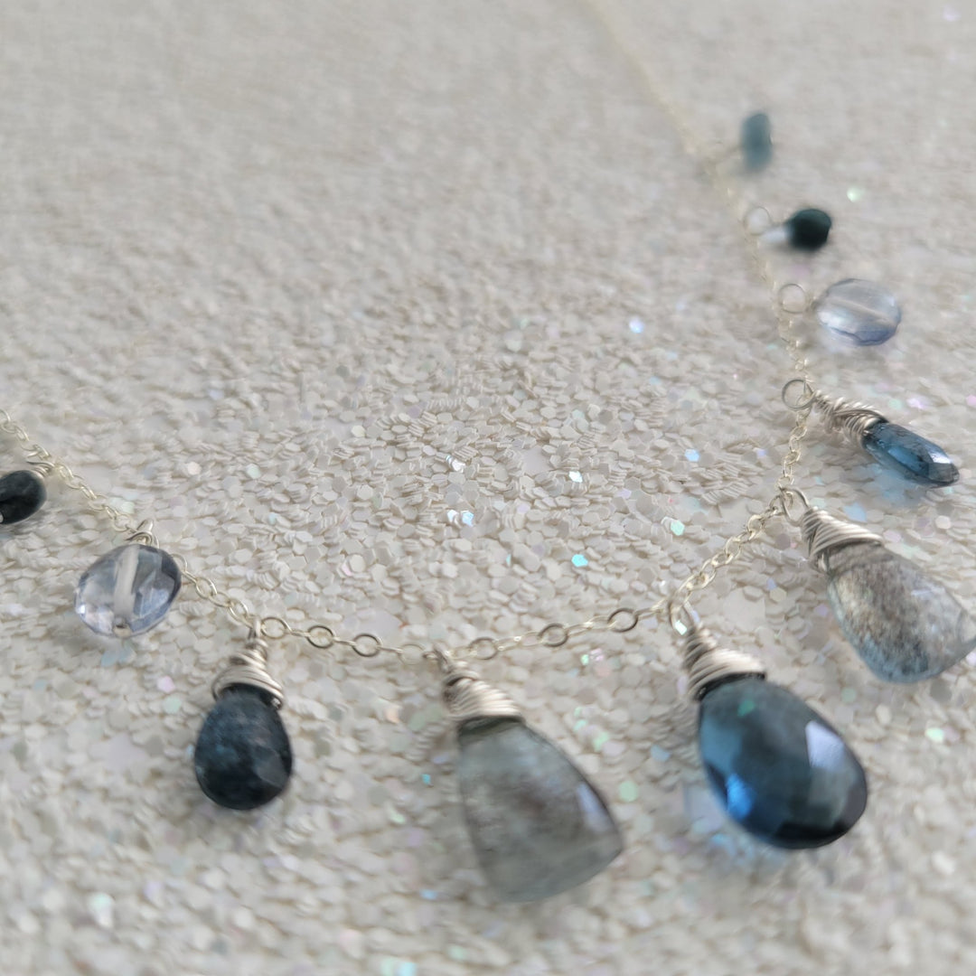 London Blue Gemstone Smile Necklace - The Village Retail