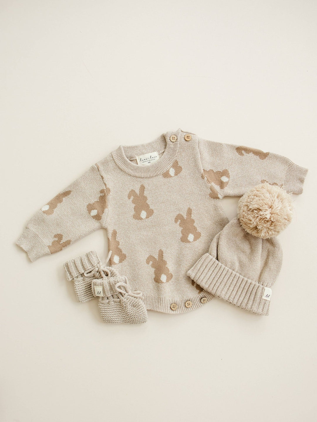 Luna + Luca Bunny Jacquard Organic Baby Romper - The Village Retail