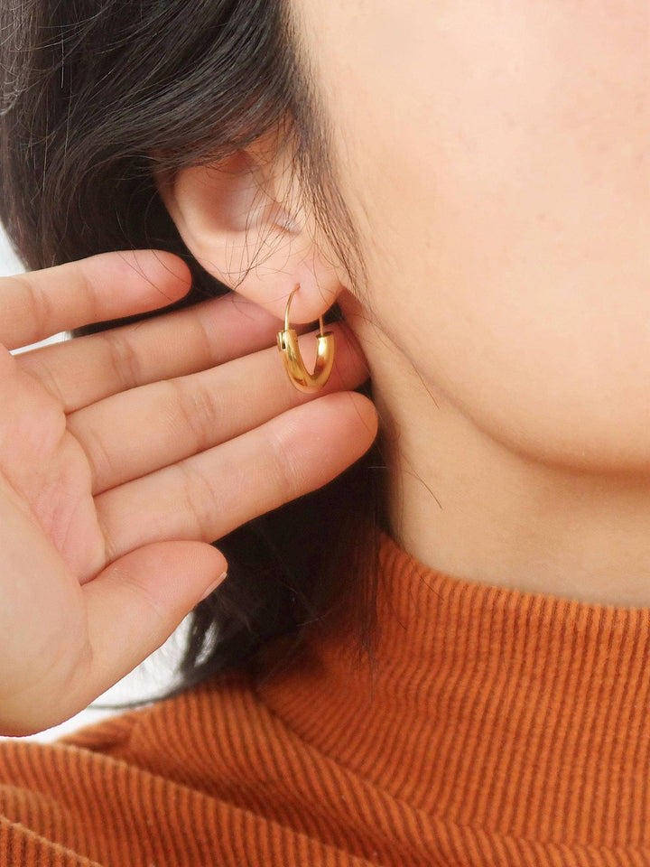 Mackenzie 18K Non - Tarnish U - Shape Hoop Earring - The Village Retail