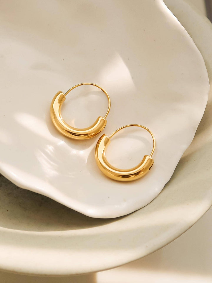 Mackenzie 18K Non - Tarnish U - Shape Hoop Earring - The Village Retail