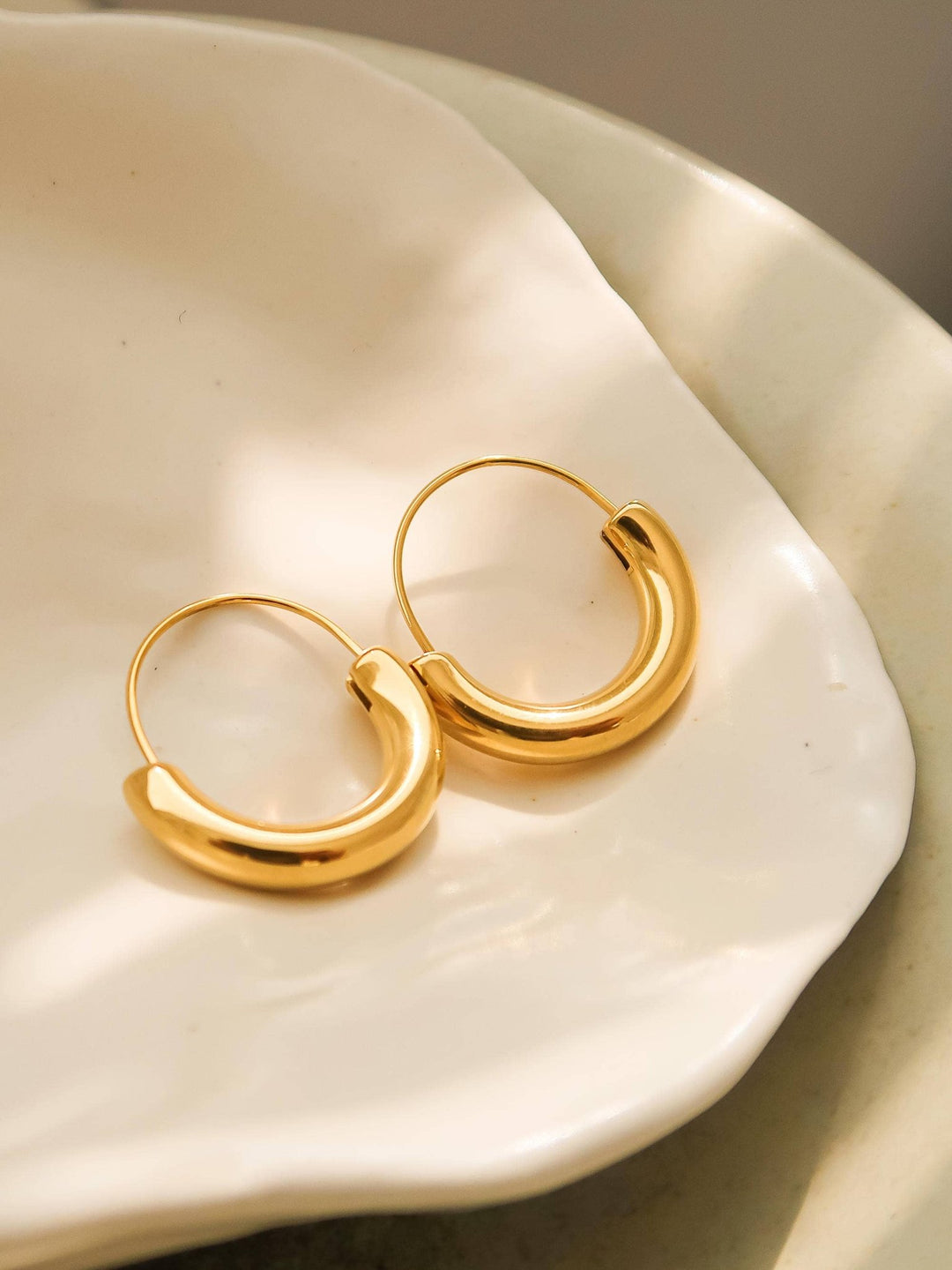 Mackenzie 18K Non - Tarnish U - Shape Hoop Earring - The Village Retail