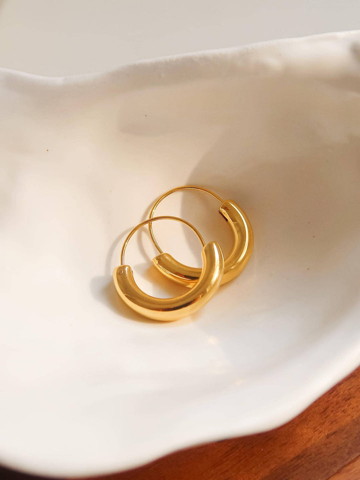 Mackenzie 18K Non - Tarnish U - Shape Hoop Earring - The Village Retail