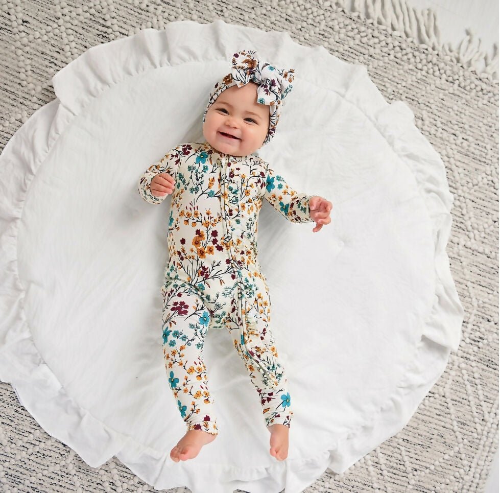 Maren Floral Ruffle Zip Onesie - The Village Retail