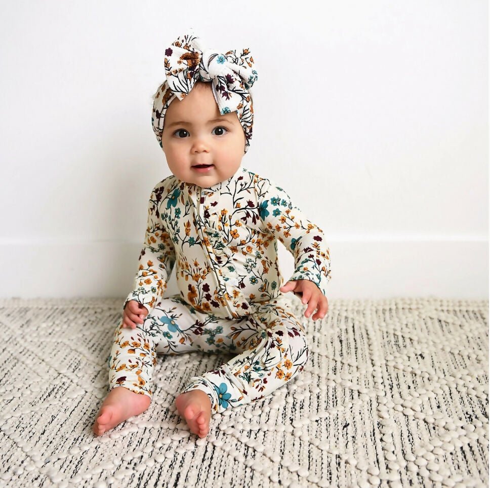 Maren Floral Ruffle Zip Onesie - The Village Retail