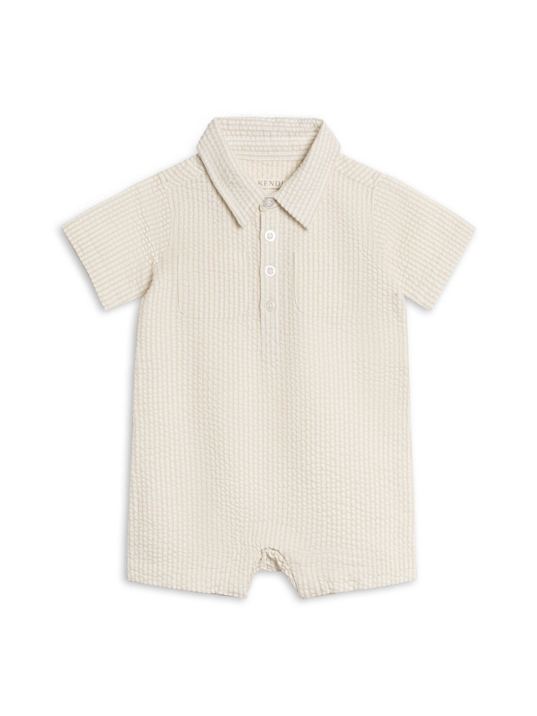 Mato Seersucker Collared Romper - Dune Stripe - The Village Retail