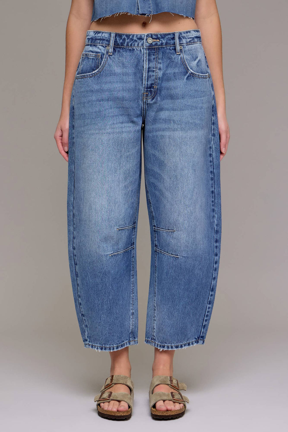 Medium Dark 25" Inseam Crop Barrel Jean - The Village Retail
