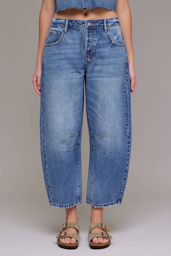 Medium Dark 25" Inseam Crop Barrel Jean - The Village Retail