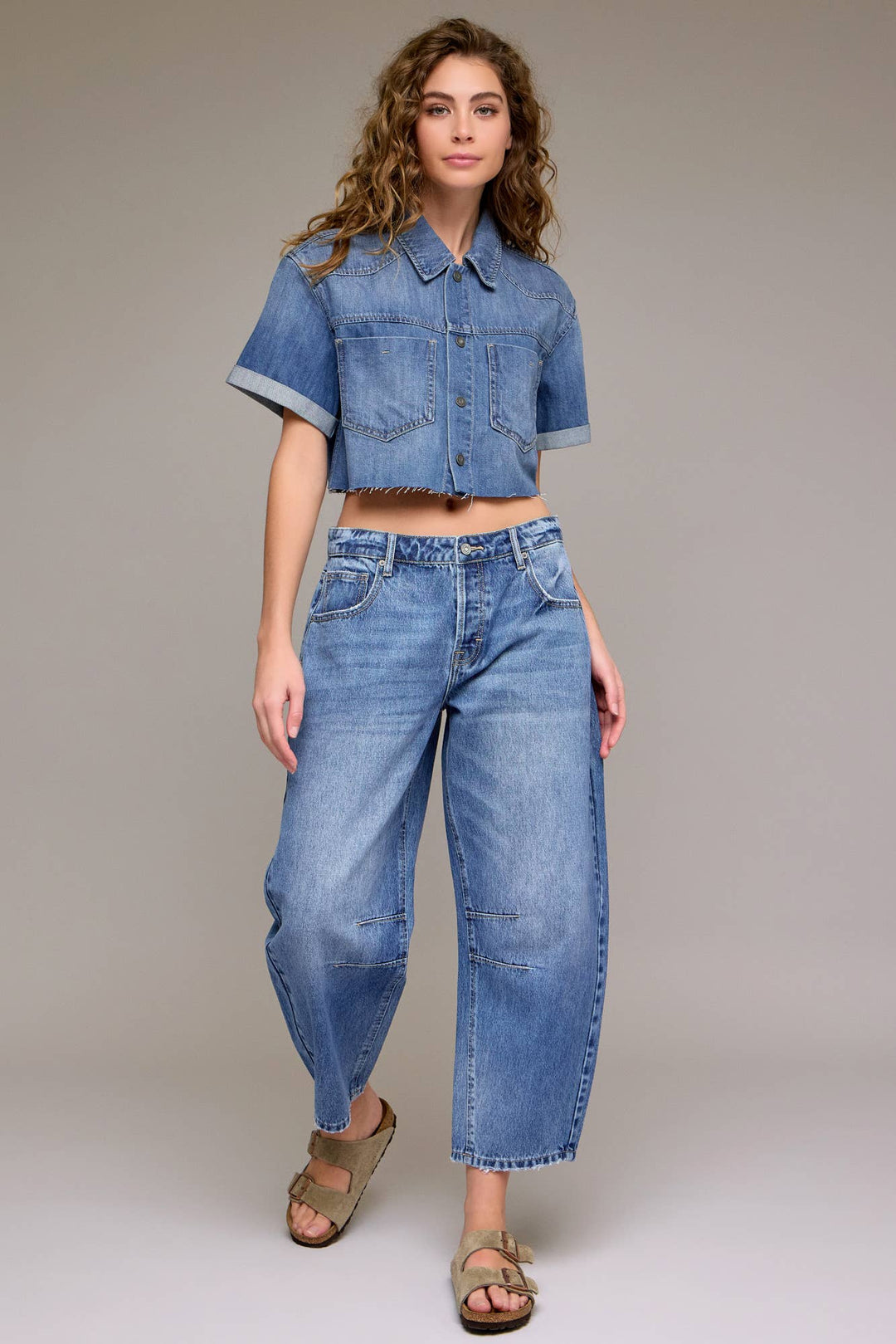 Medium Dark 25" Inseam Crop Barrel Jean - The Village Retail