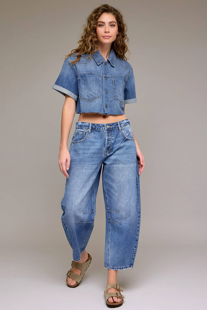 Medium Dark 25" Inseam Crop Barrel Jean - The Village Retail