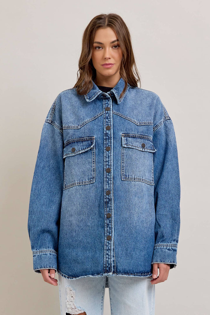 Medium Dark Classic Oversized Western Shirt - The Village Retail
